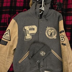 Polo Bear Ski Team Varsity Jacket With Hat
